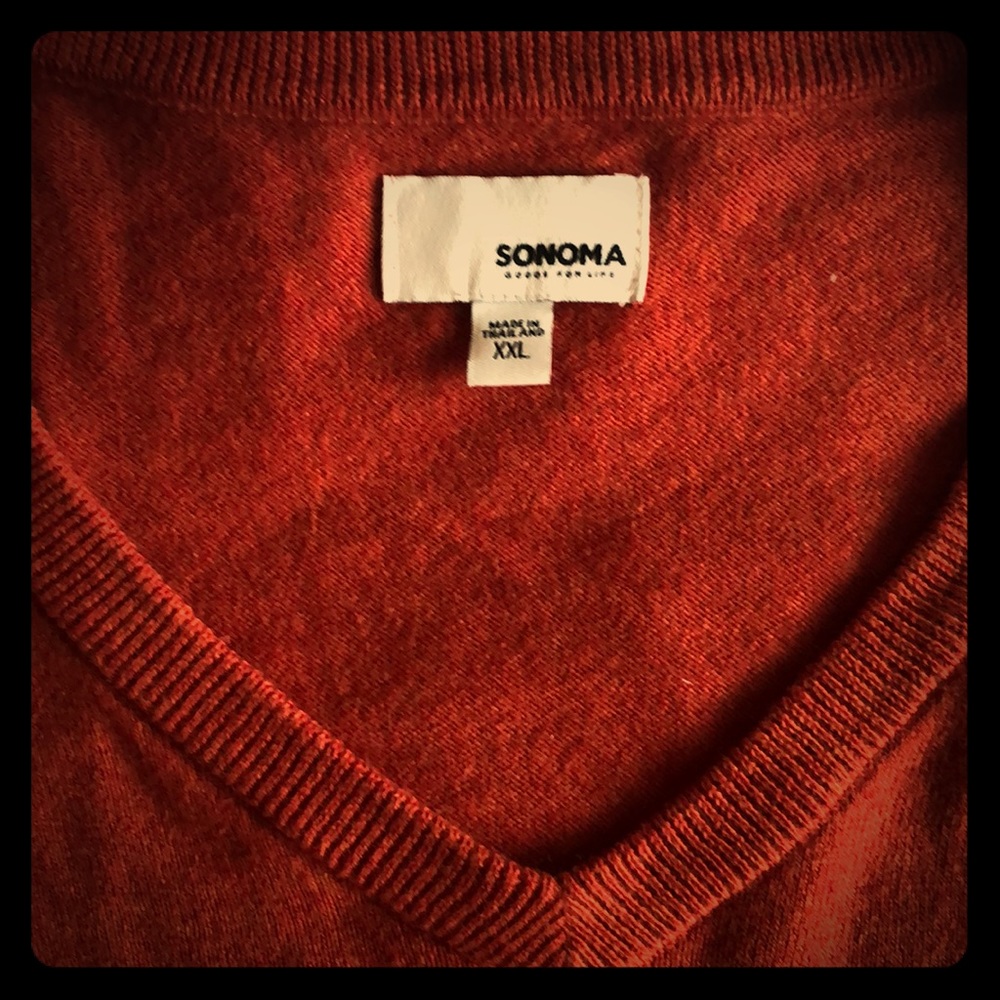 Men’s burnt orange V neck sweater